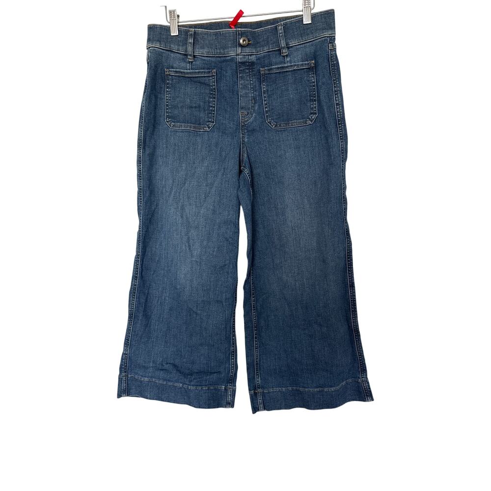 Spanx EveryWear Cropped Wide Leg Jeans with Patch Pockets, L
